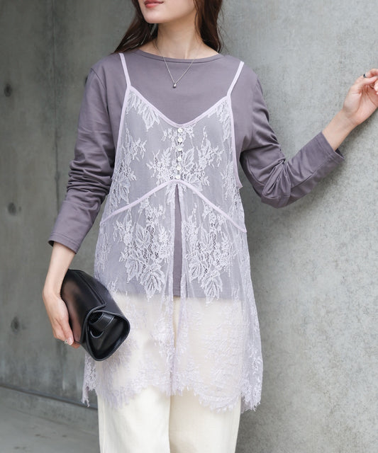 レースビスチェ＋カットソーSET