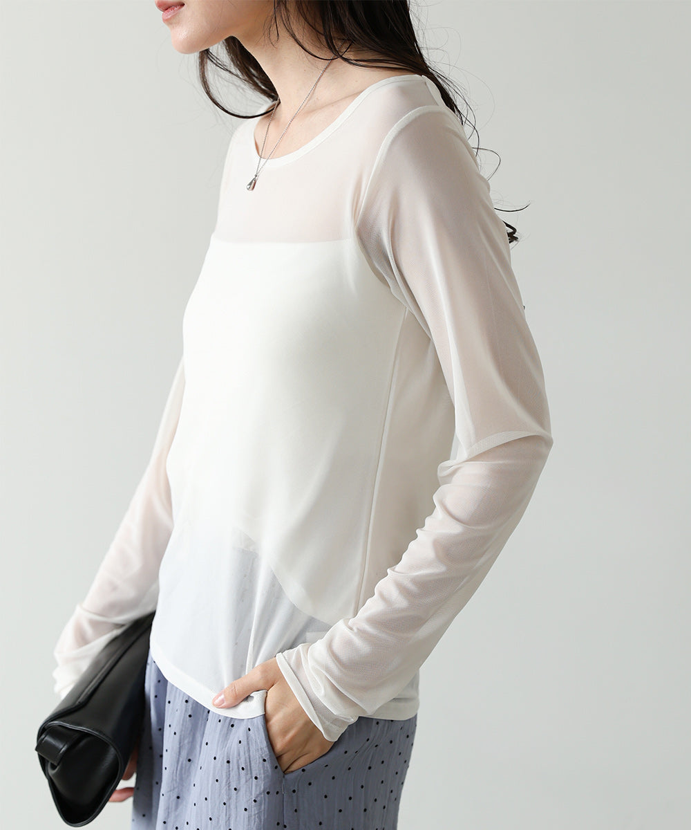 インナー付きシアーカットソー