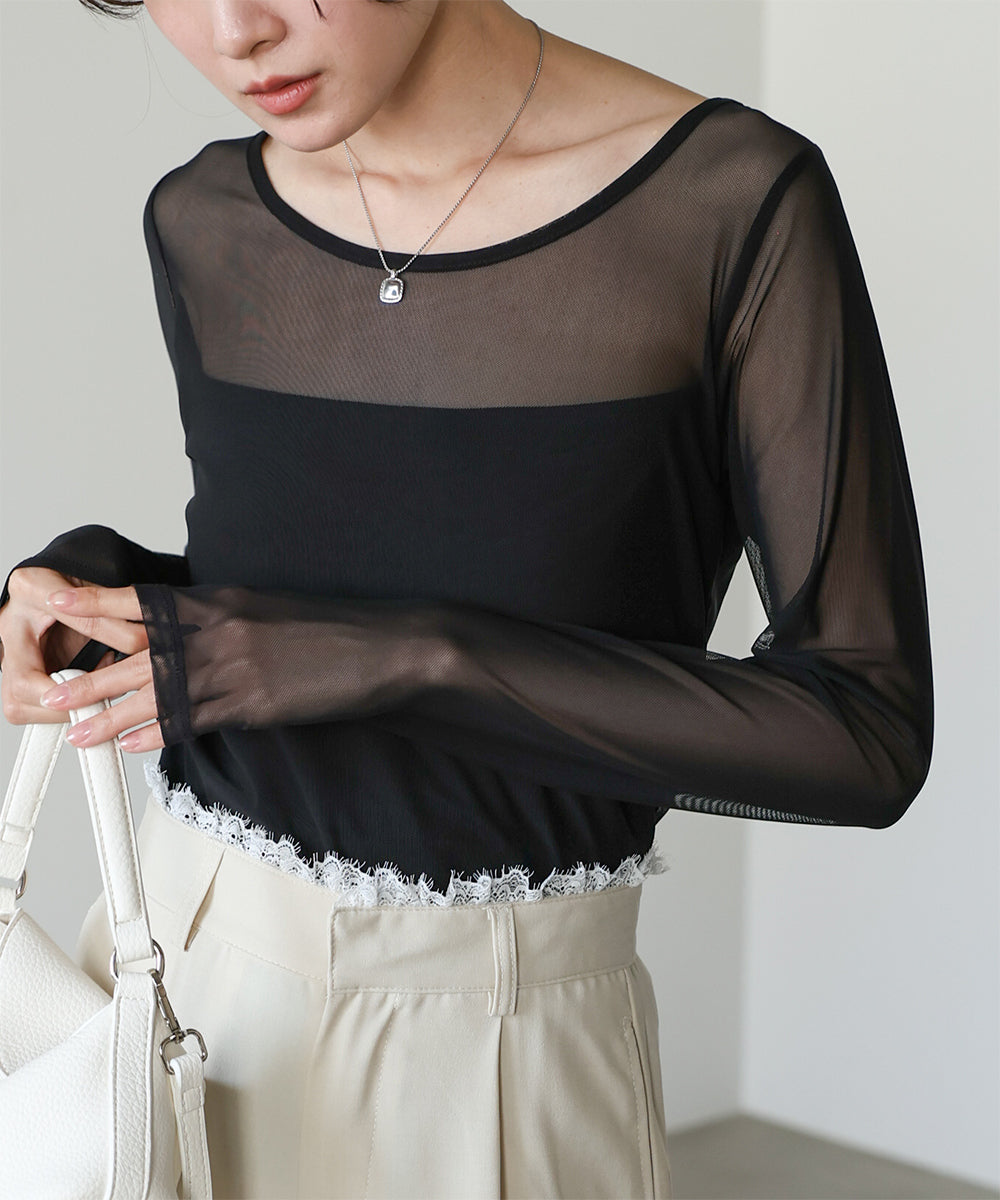 インナー付きシアーカットソー