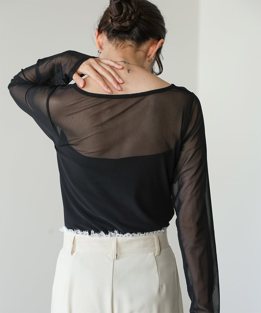 インナー付きシアーカットソー