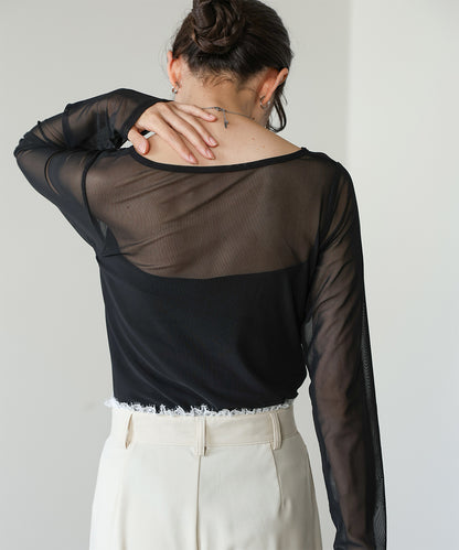 インナー付きシアーカットソー