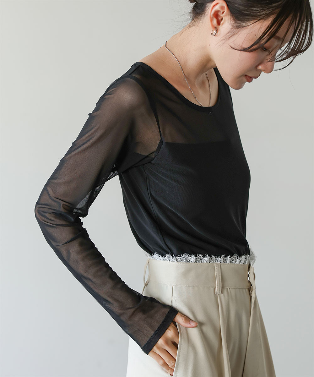 インナー付きシアーカットソー