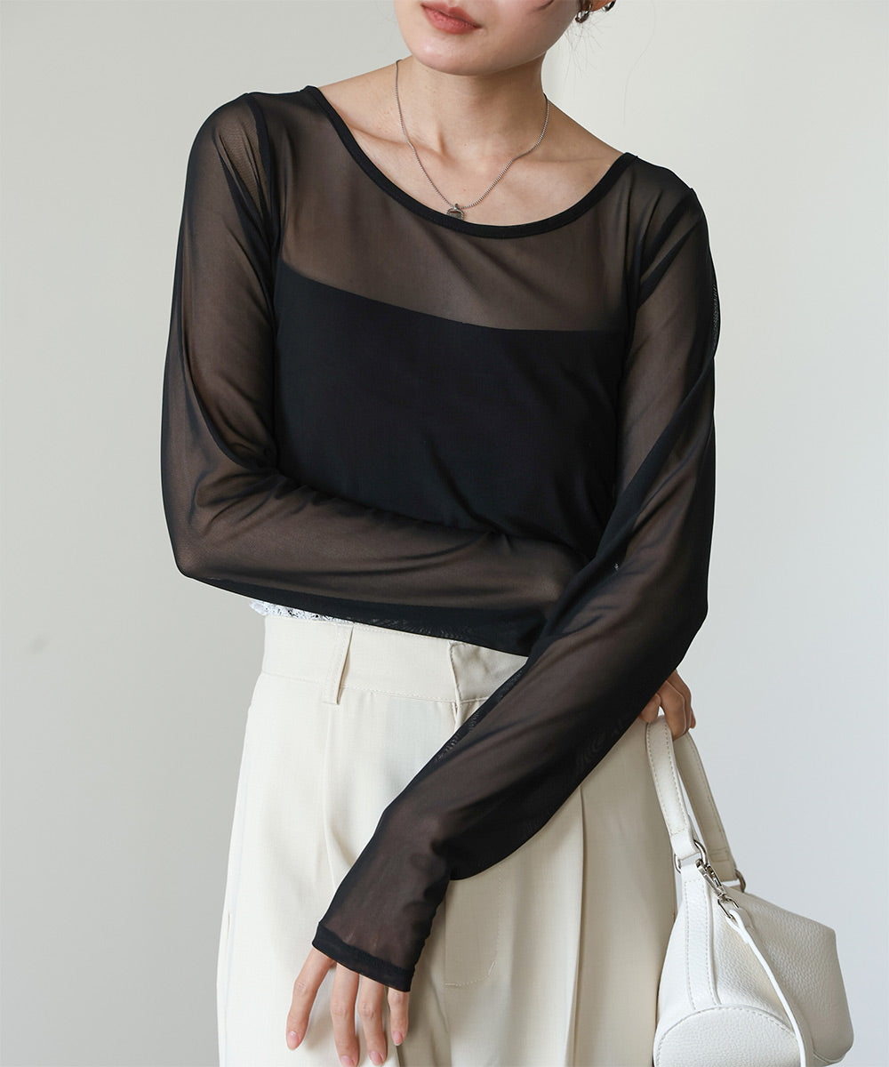 インナー付きシアーカットソー