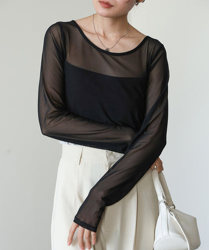 インナー付きシアーカットソー