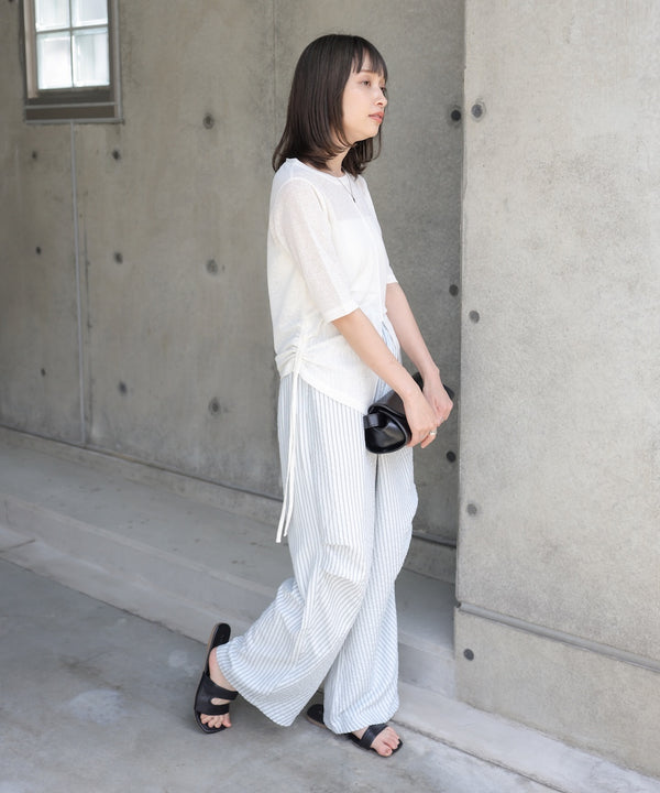 シアーリボンヘムスリットトップス