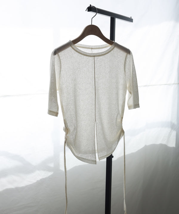 シアーリボンヘムスリットトップス