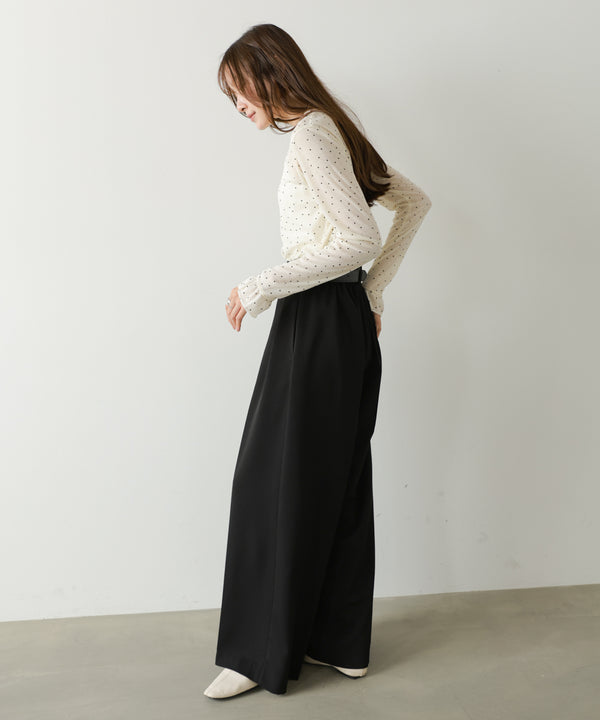 シアードットフリルカットソー