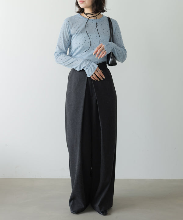 シアードットフリルカットソー