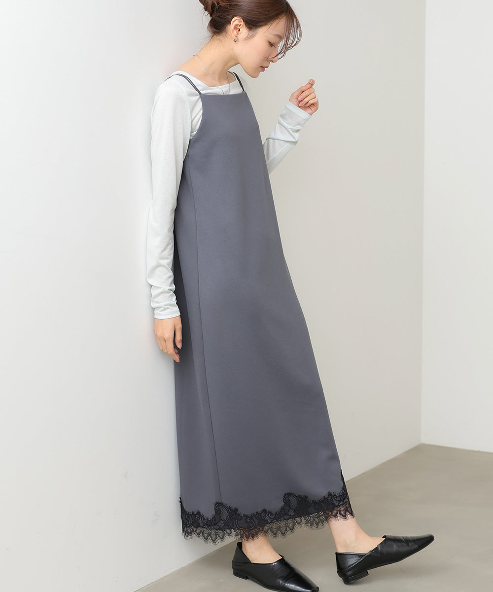 裾レース付きキャミワンピース