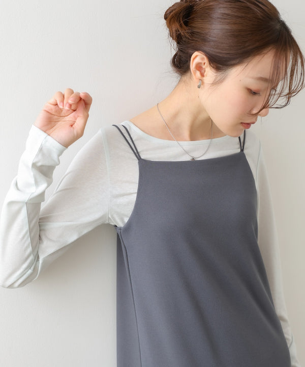 裾レース付きキャミワンピース