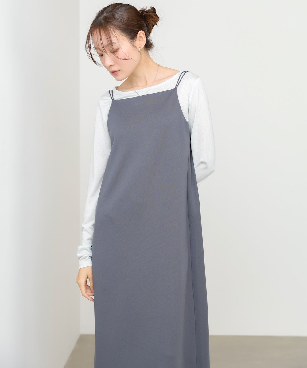 裾レース付きキャミワンピース