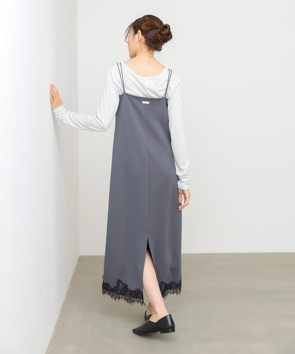 裾レース付きキャミワンピース