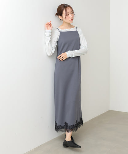 裾レース付きキャミワンピース