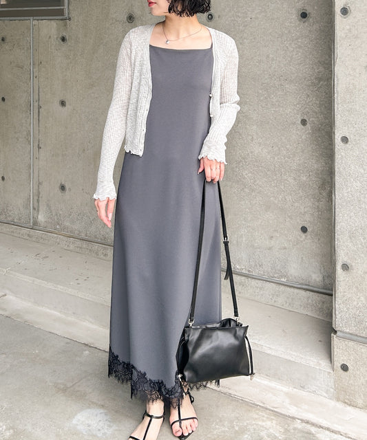 裾レース付きキャミワンピース