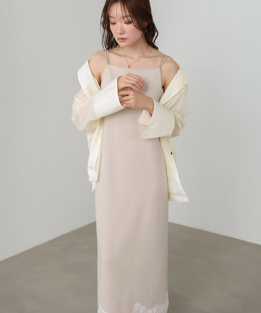 裾レース付きキャミワンピース