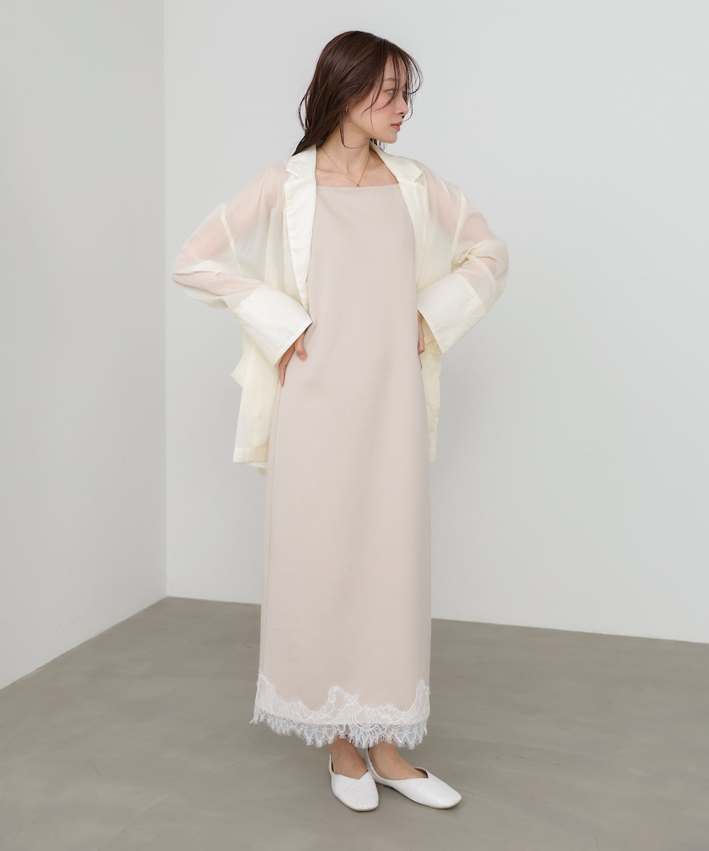 裾レース付きキャミワンピース