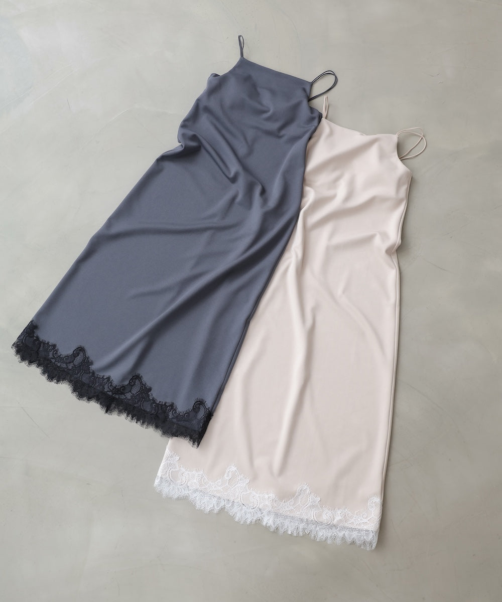 裾レース付きキャミワンピース