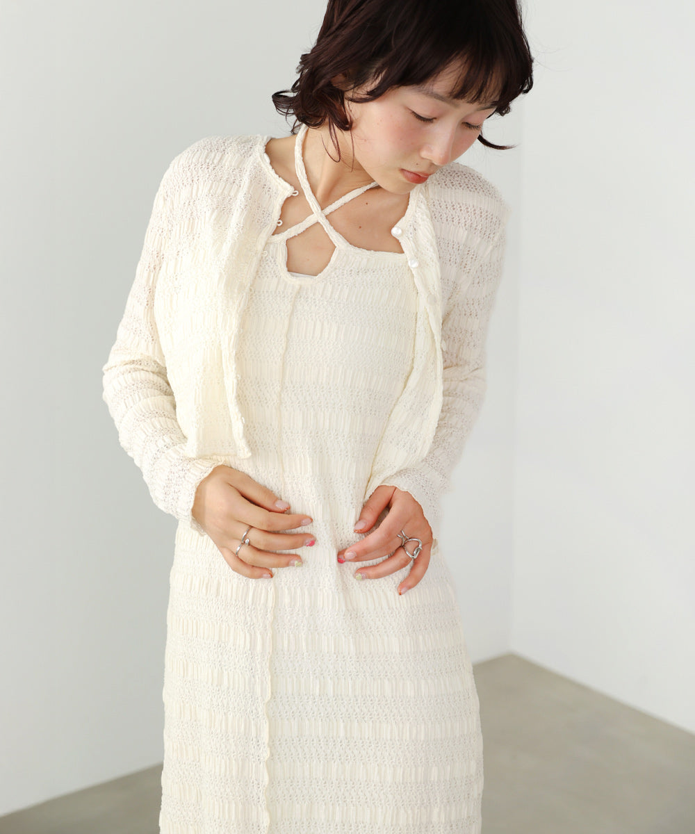 配色メローカーディガン＋ワンピースＳＥＴ