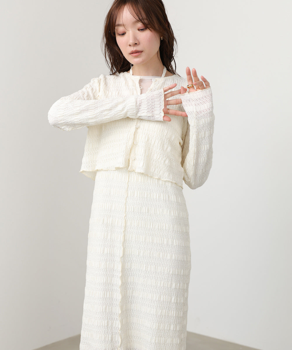 配色メローカーディガン＋ワンピースＳＥＴ