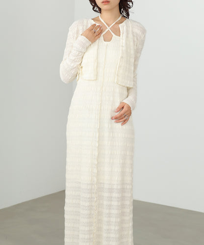 配色メローカーディガン＋ワンピースＳＥＴ