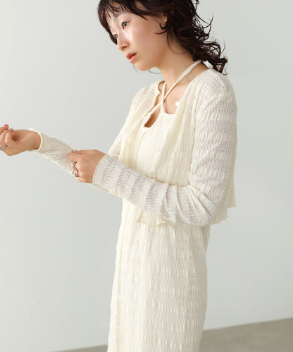 配色メローカーディガン＋ワンピースＳＥＴ