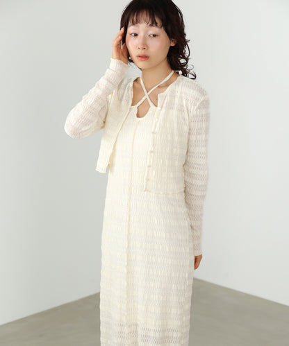 配色メローカーディガン＋ワンピースＳＥＴ