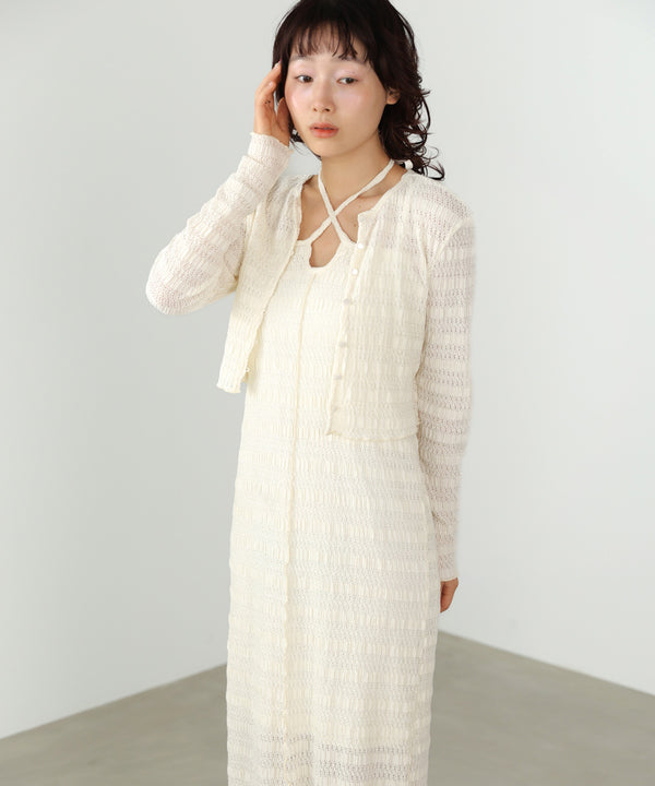 配色メローカーディガン＋ワンピースＳＥＴ