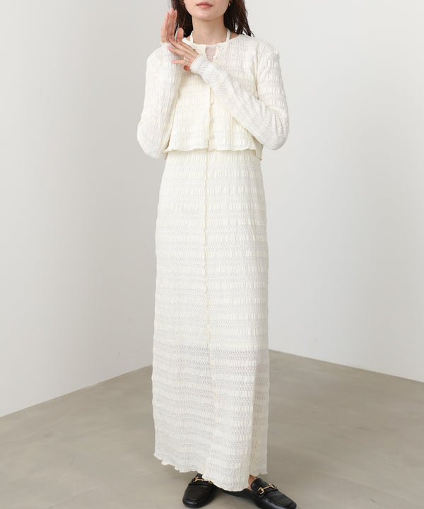 配色メローカーディガン＋ワンピースＳＥＴ