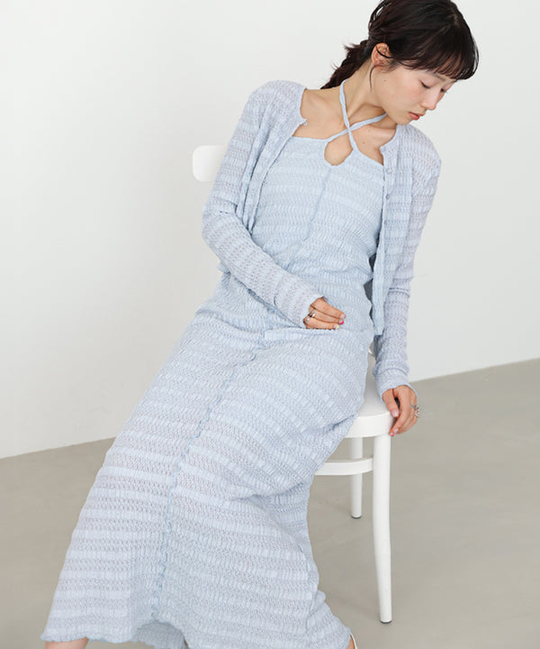 配色メローカーディガン＋ワンピースＳＥＴ