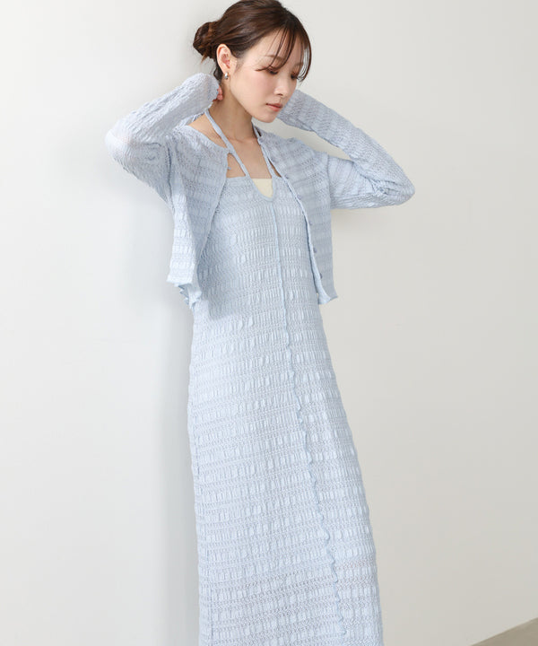 配色メローカーディガン＋ワンピースＳＥＴ