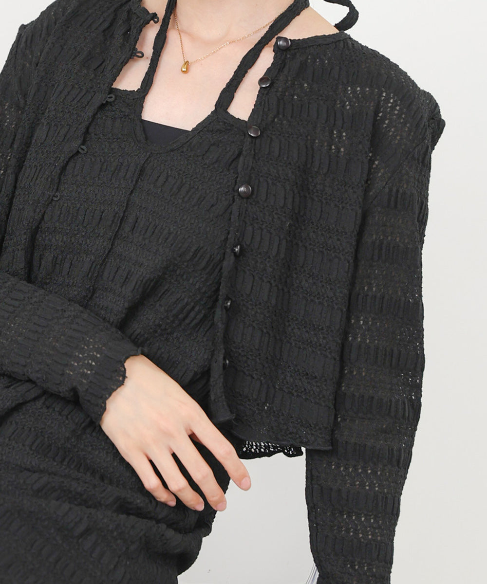 配色メローカーディガン＋ワンピースＳＥＴ