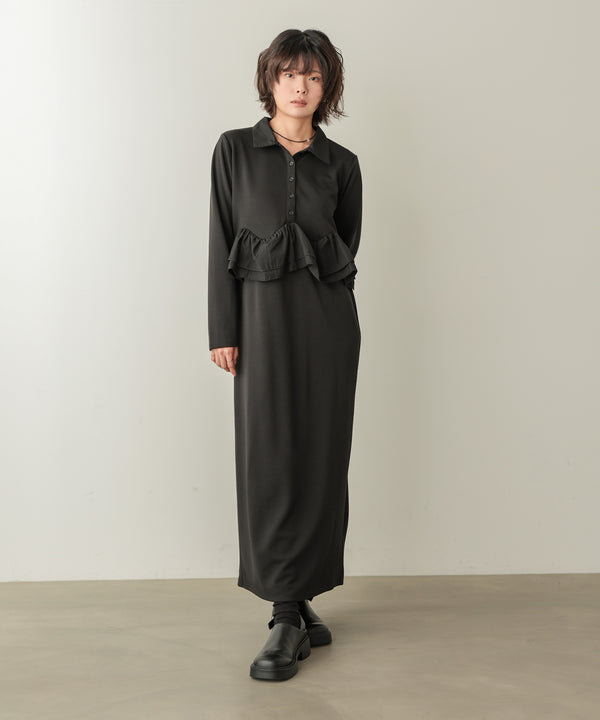ウエストフリル襟付きカットワンピース