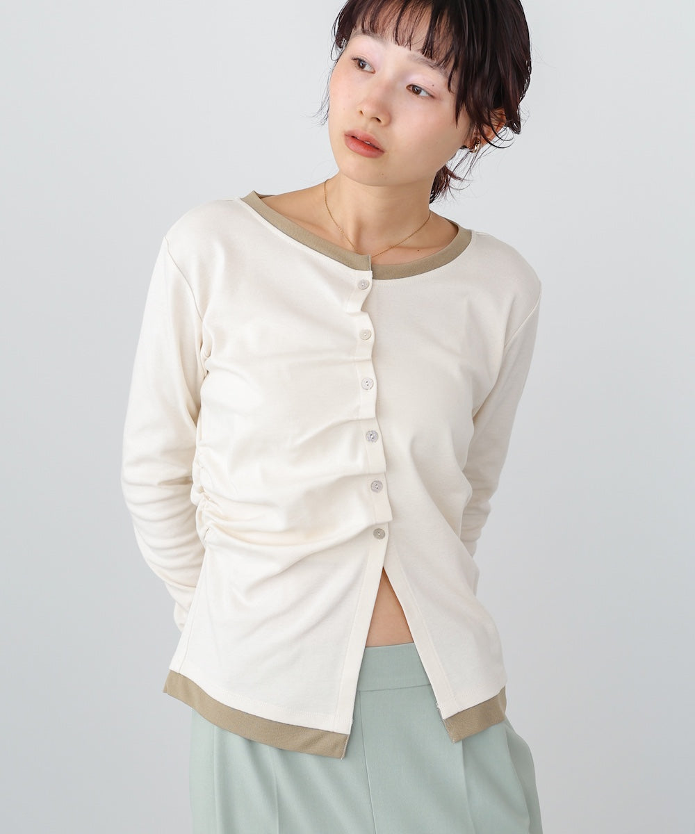 配色レイヤードドレープカーディガン