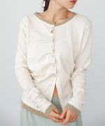 配色レイヤードドレープカーディガン