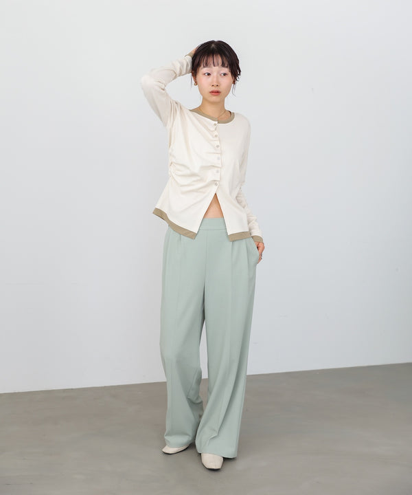 配色レイヤードドレープカーディガン