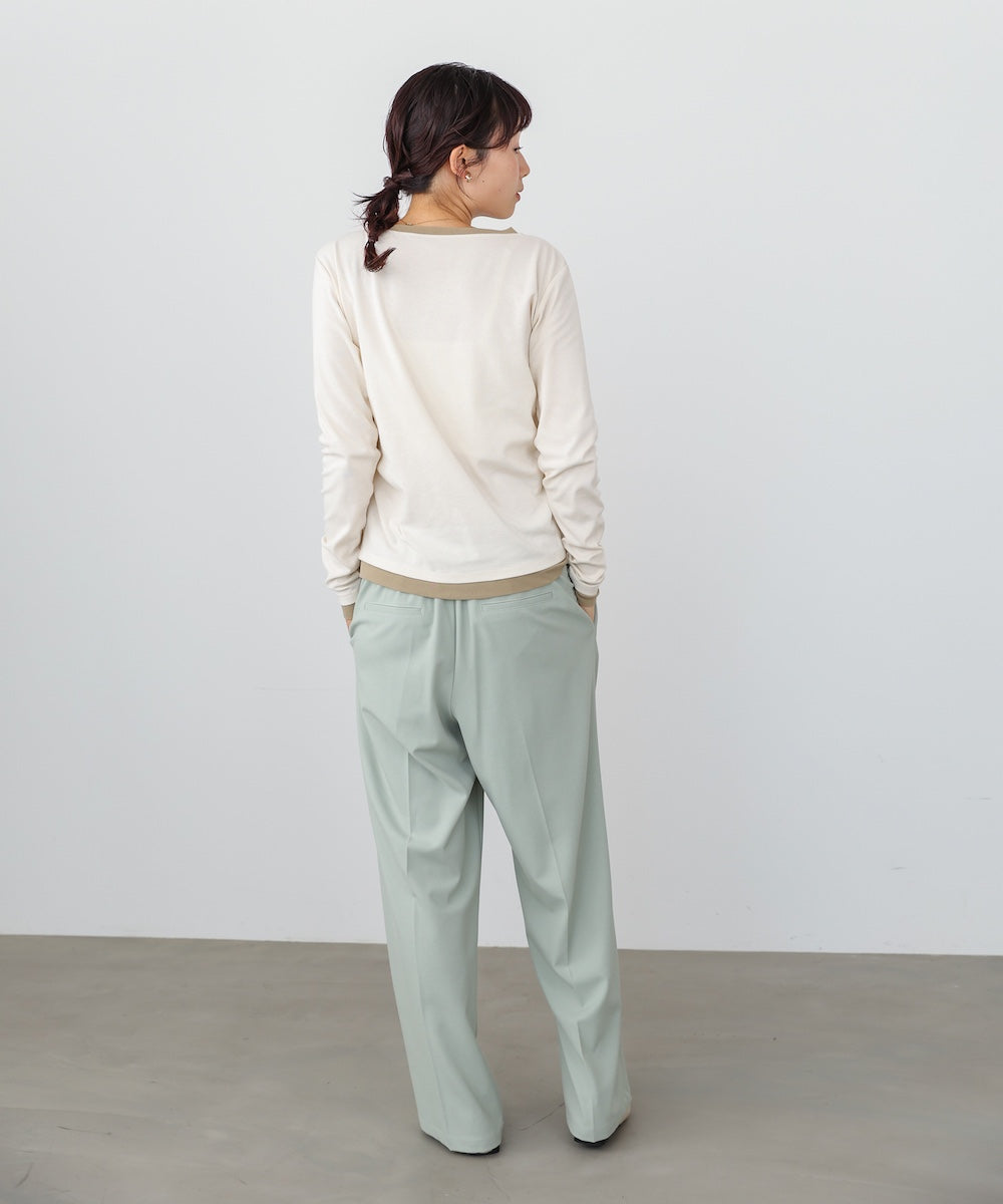 配色レイヤードドレープカーディガン