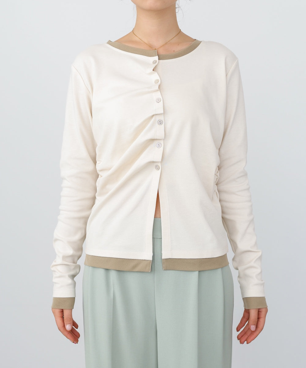 配色レイヤードドレープカーディガン