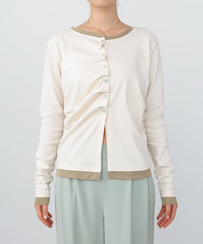 配色レイヤードドレープカーディガン