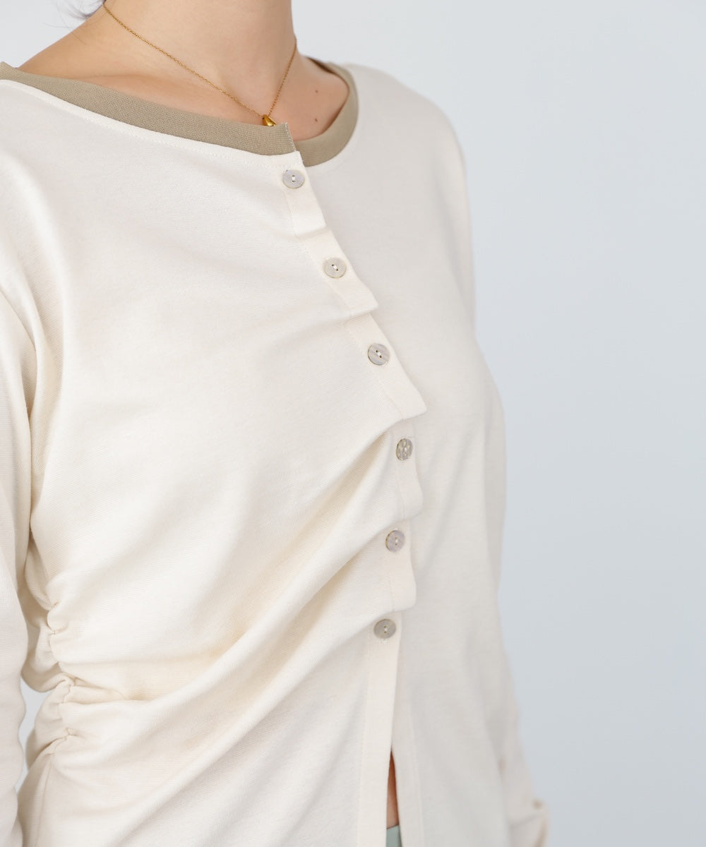 配色レイヤードドレープカーディガン