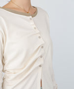 配色レイヤードドレープカーディガン