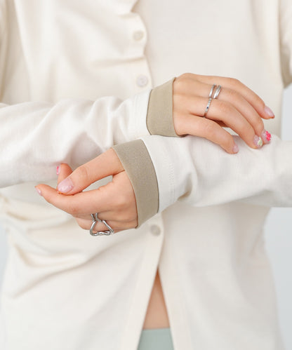 配色レイヤードドレープカーディガン