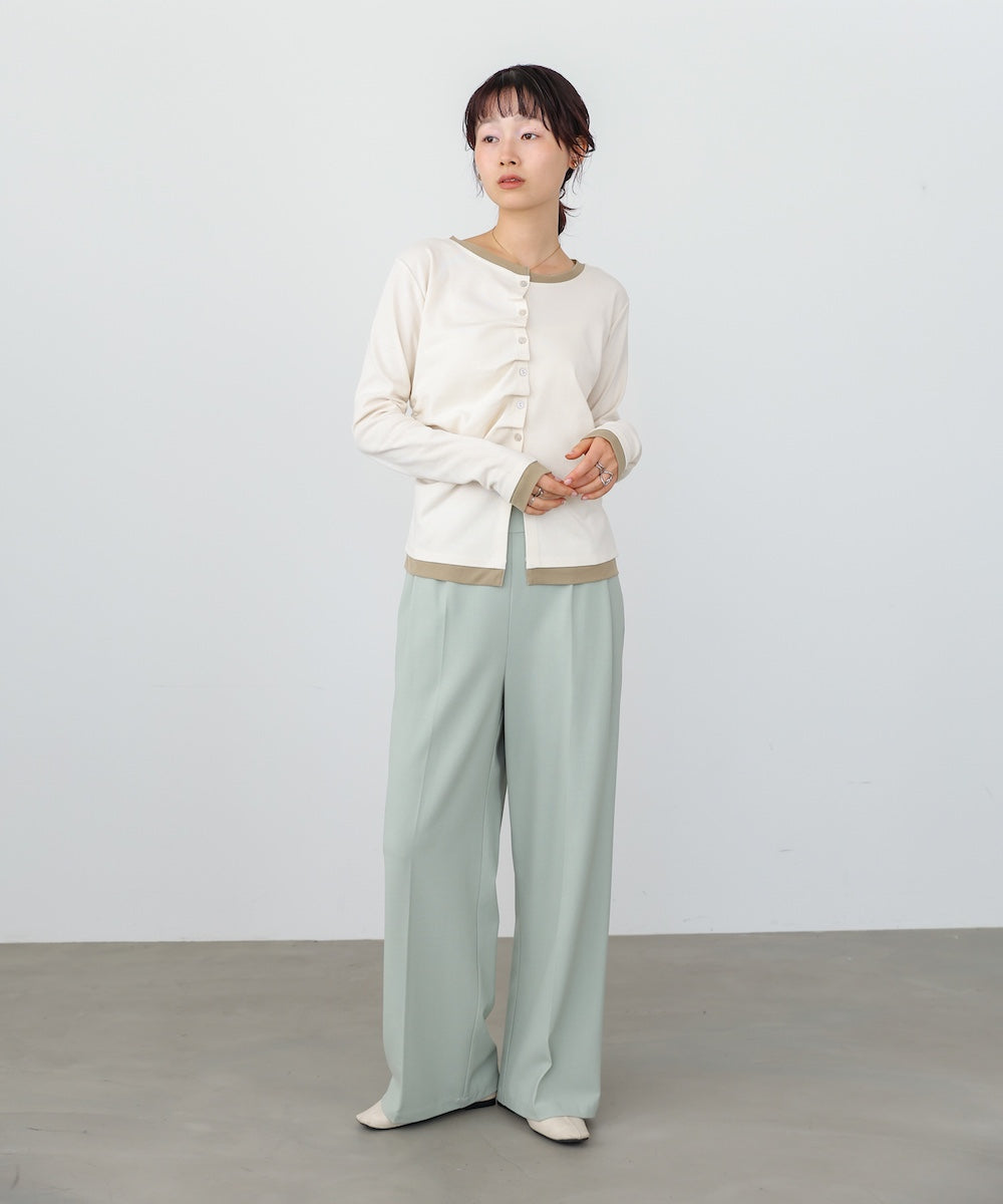 配色レイヤードドレープカーディガン