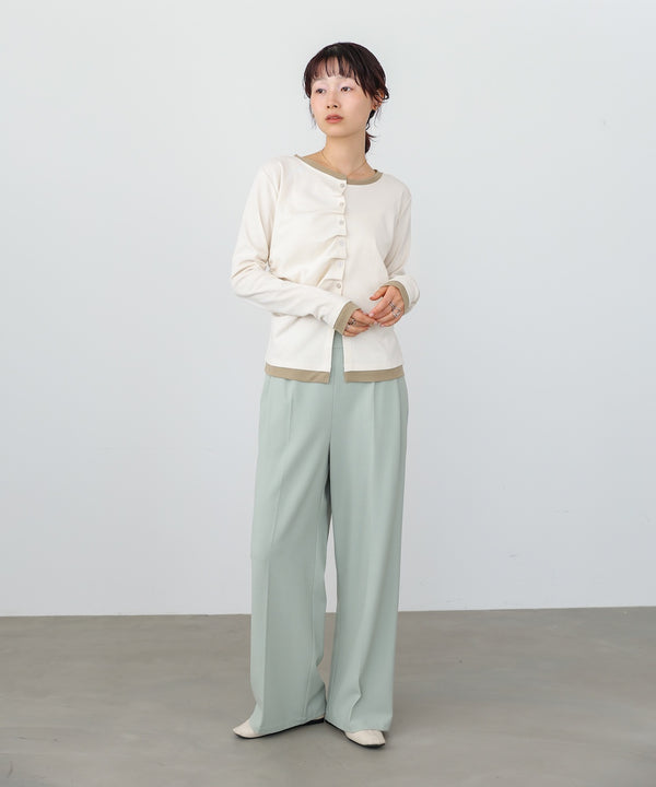 配色レイヤードドレープカーディガン