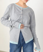 配色レイヤードドレープカーディガン