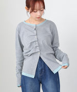 配色レイヤードドレープカーディガン