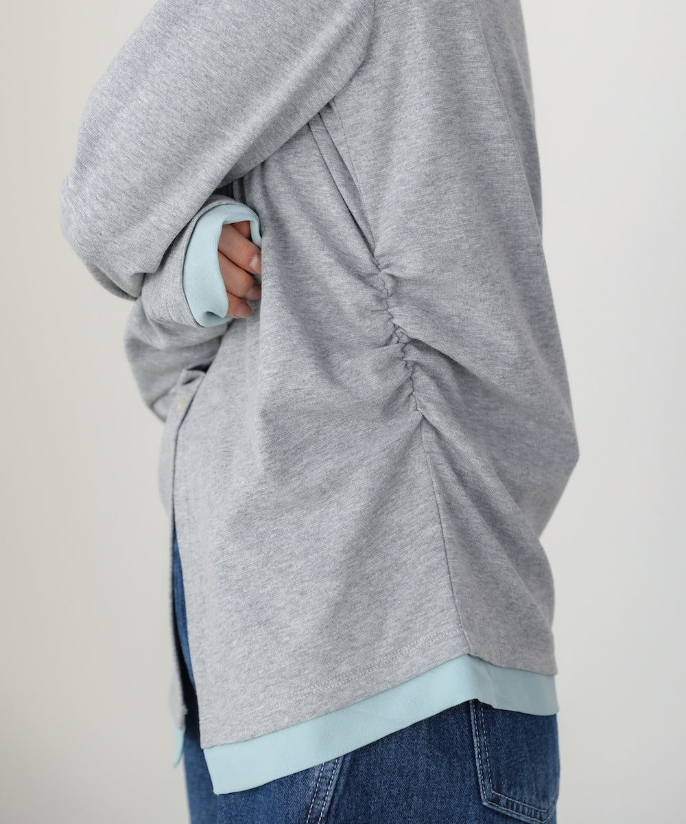 配色レイヤードドレープカーディガン