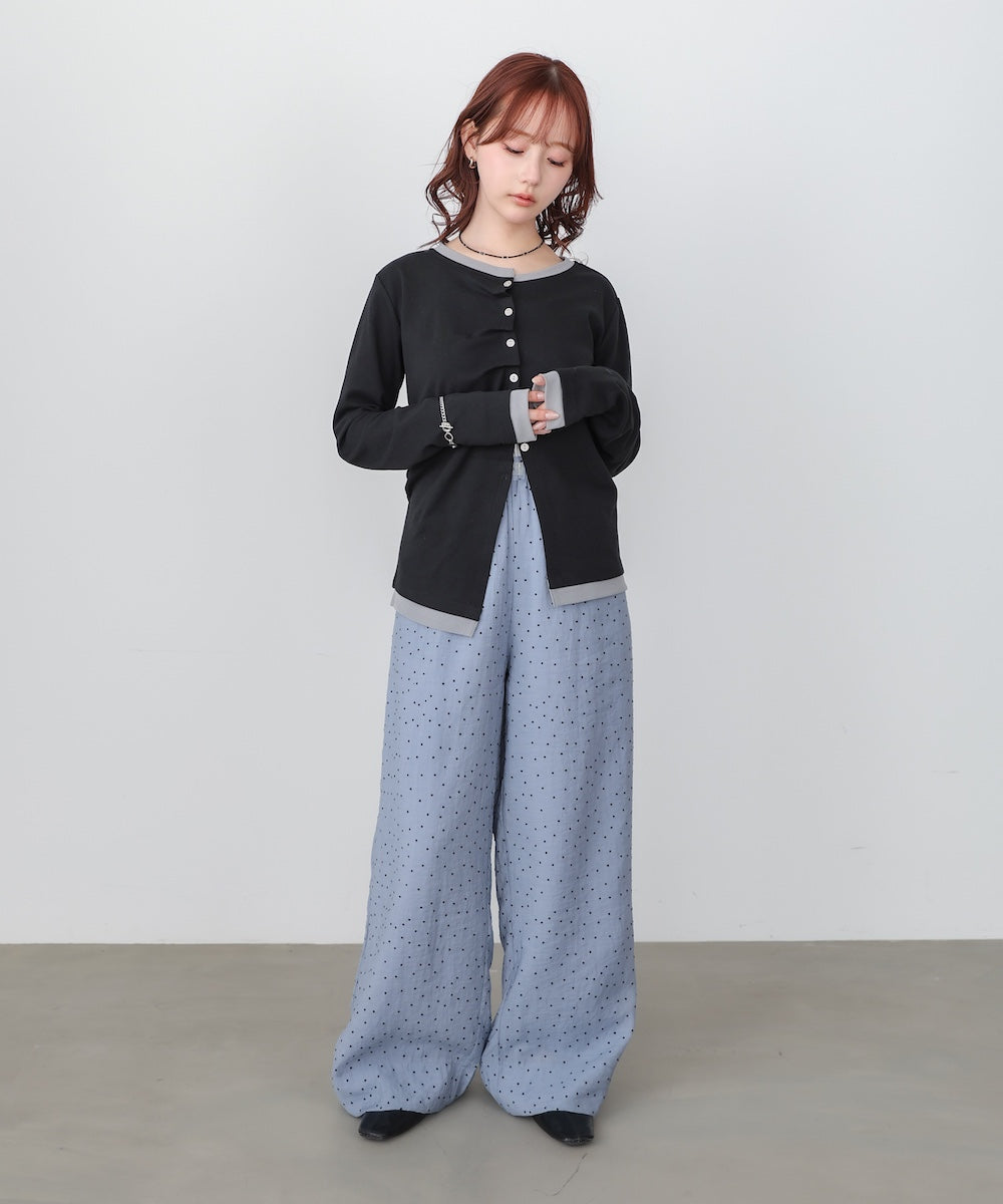 配色レイヤードドレープカーディガン