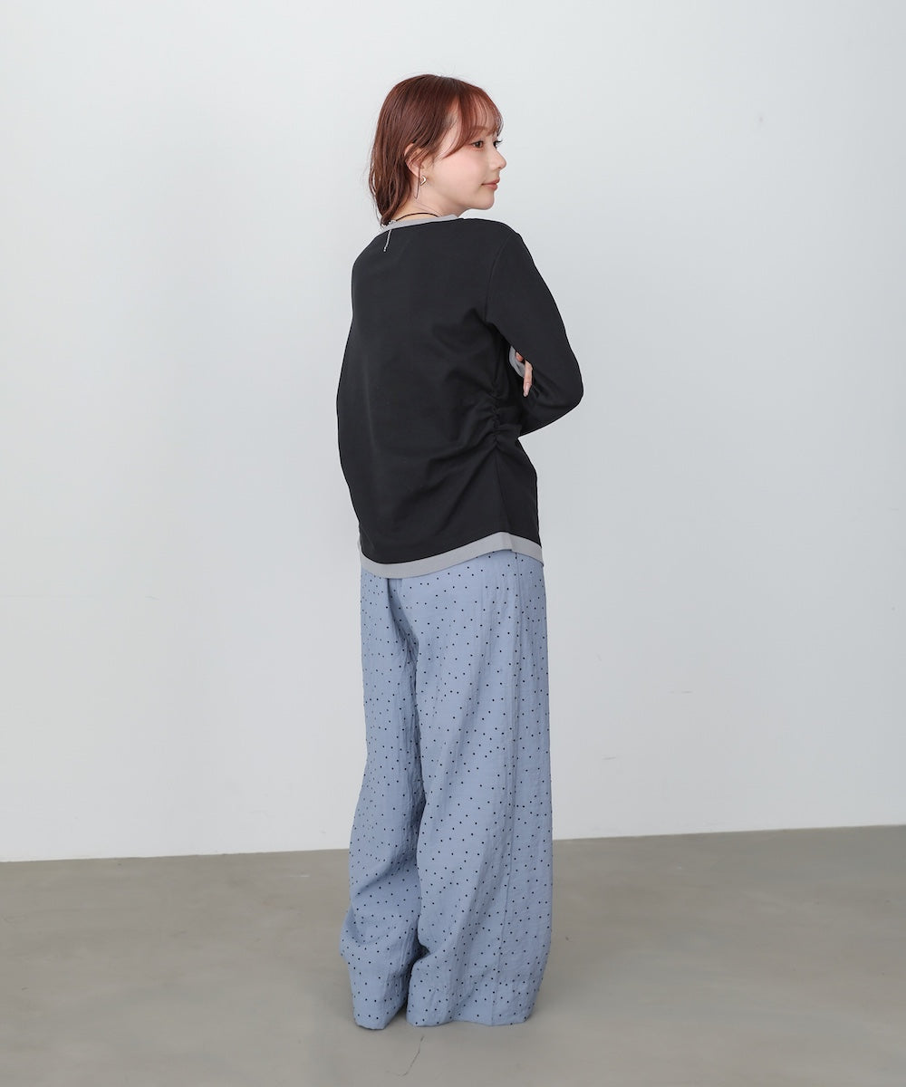 配色レイヤードドレープカーディガン