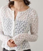 カットジャガードフラワーカーディガン