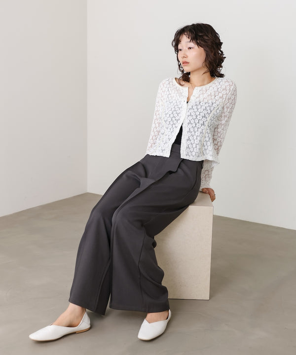カットジャガードフラワーカーディガン